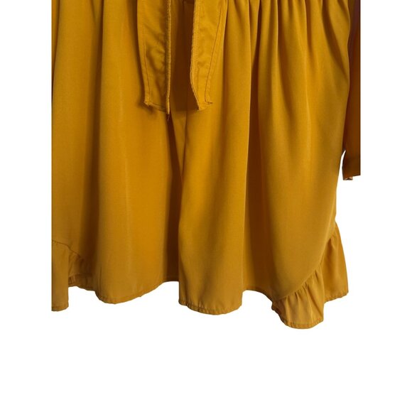 2/$25 Boohoo 14 Deep Mustard Yellow Long Sleeve Jumpsuit Polyester - Picture 7 of 16